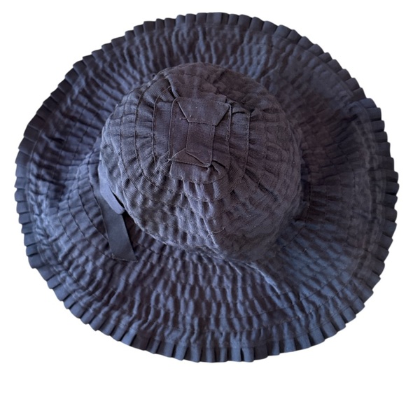 Macy’s Charter Club Elegant Black Wide-Brim Ruffled Hat with Bow Size OS - Picture 5 of 12